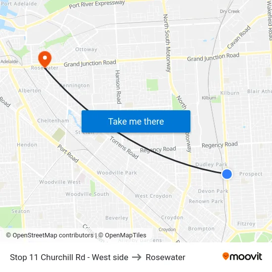 Stop 11 Churchill Rd - West side to Rosewater map