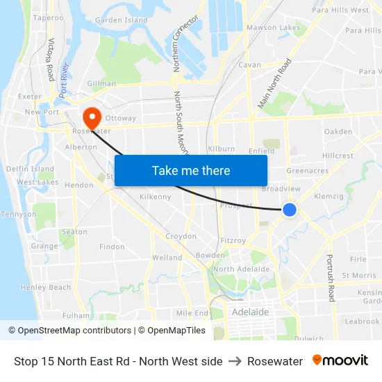 Stop 15 North East Rd - North West side to Rosewater map