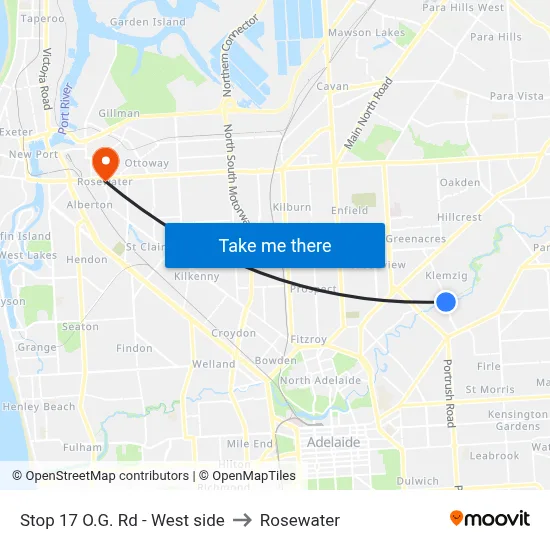 Stop 17 O.G. Rd - West side to Rosewater map