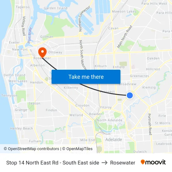 Stop 14 North East Rd - South East side to Rosewater map