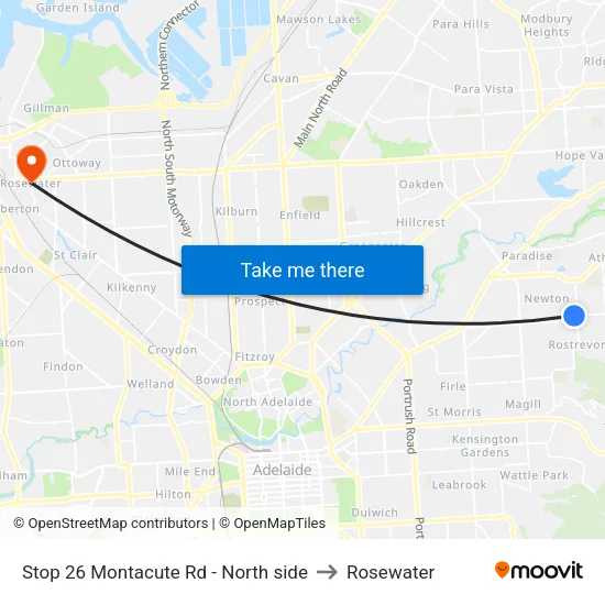 Stop 26 Montacute Rd - North side to Rosewater map