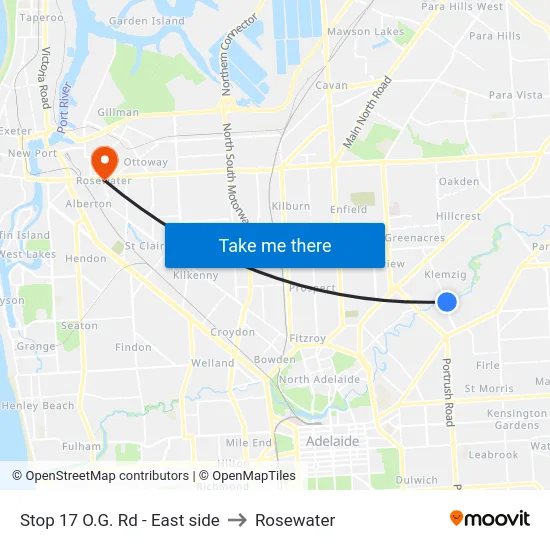 Stop 17 O.G. Rd - East side to Rosewater map