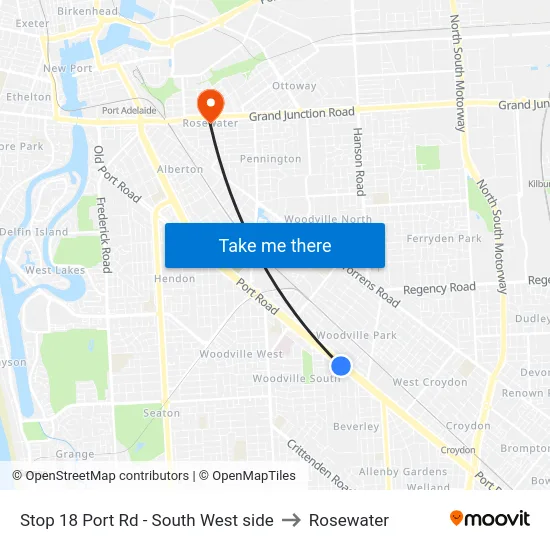Stop 18 Port Rd - South West side to Rosewater map