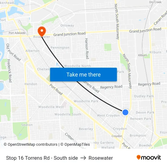 Stop 16 Torrens Rd - South side to Rosewater map