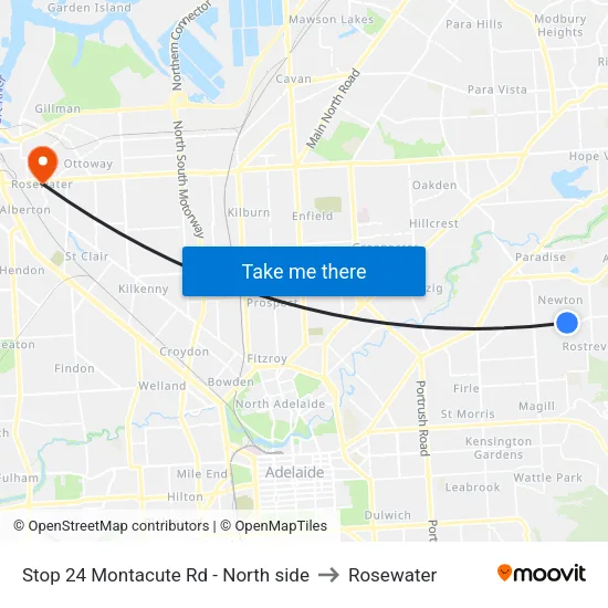 Stop 24 Montacute Rd - North side to Rosewater map