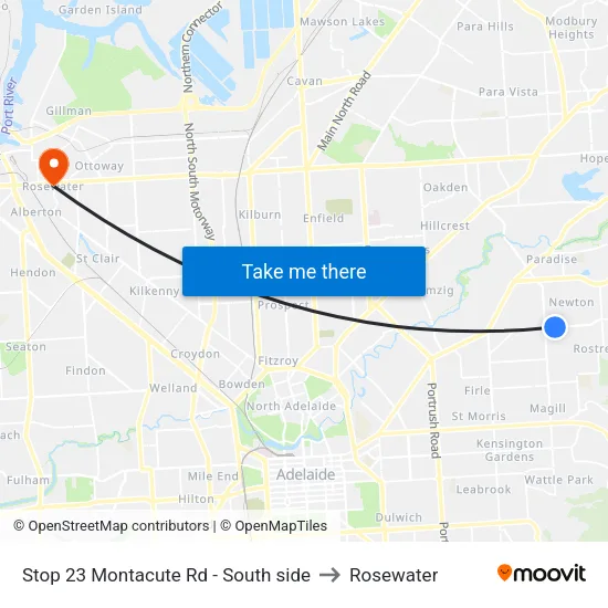 Stop 23 Montacute Rd - South side to Rosewater map