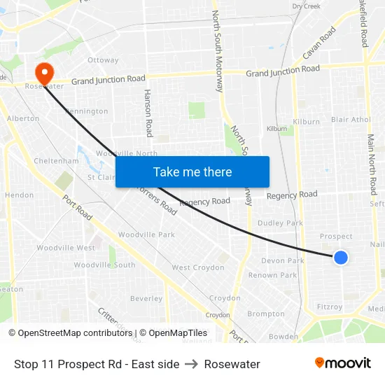 Stop 11 Prospect Rd - East side to Rosewater map