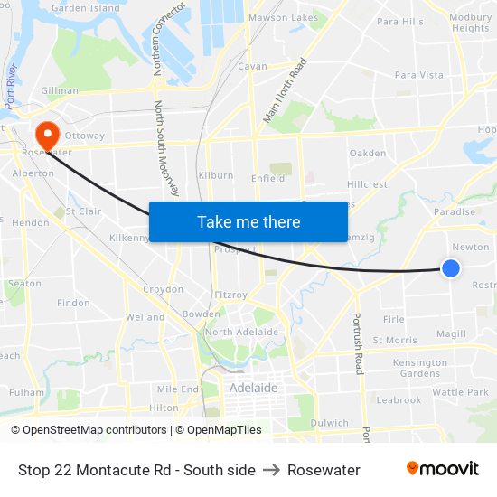 Stop 22 Montacute Rd - South side to Rosewater map