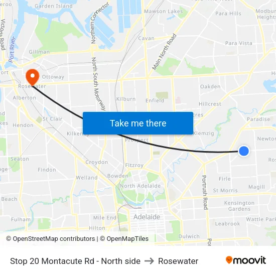 Stop 20 Montacute Rd - North side to Rosewater map