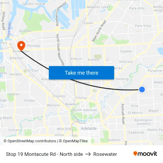 Stop 19 Montacute Rd - North side to Rosewater map