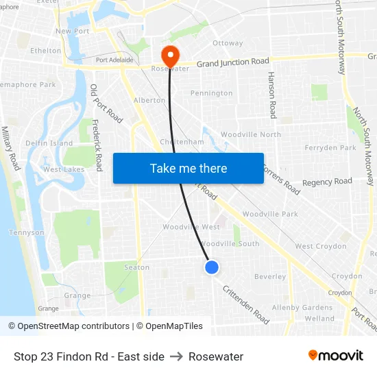 Stop 23 Findon Rd - East side to Rosewater map