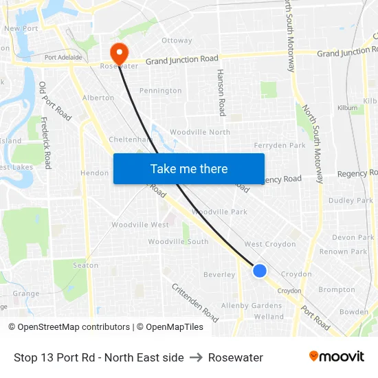 Stop 13 Port Rd - North East side to Rosewater map