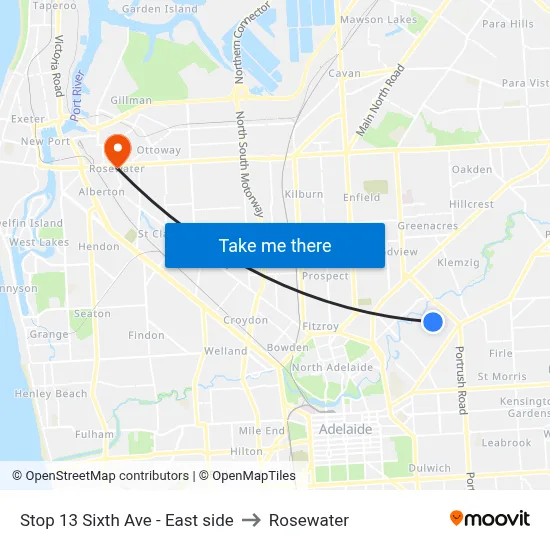 Stop 13 Sixth Ave - East side to Rosewater map