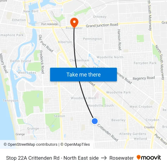 Stop 22A Crittenden Rd - North East side to Rosewater map