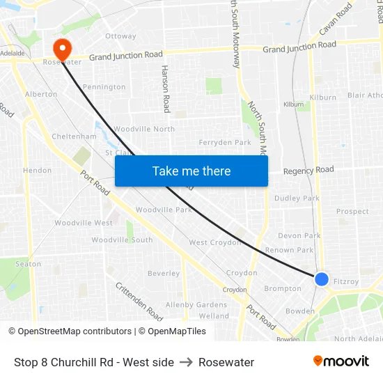 Stop 8 Churchill Rd - West side to Rosewater map