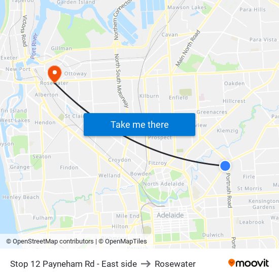 Stop 12 Payneham Rd - East side to Rosewater map