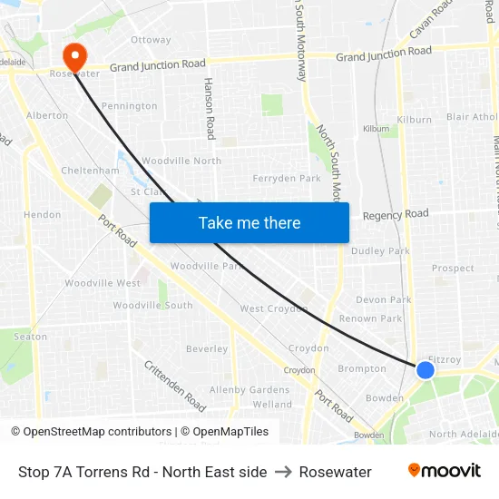 Stop 7A Torrens Rd - North East side to Rosewater map
