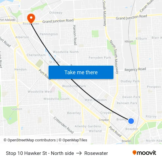 Stop 10 Hawker St - North side to Rosewater map