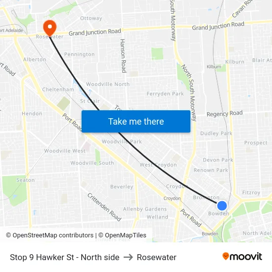Stop 9 Hawker St - North side to Rosewater map