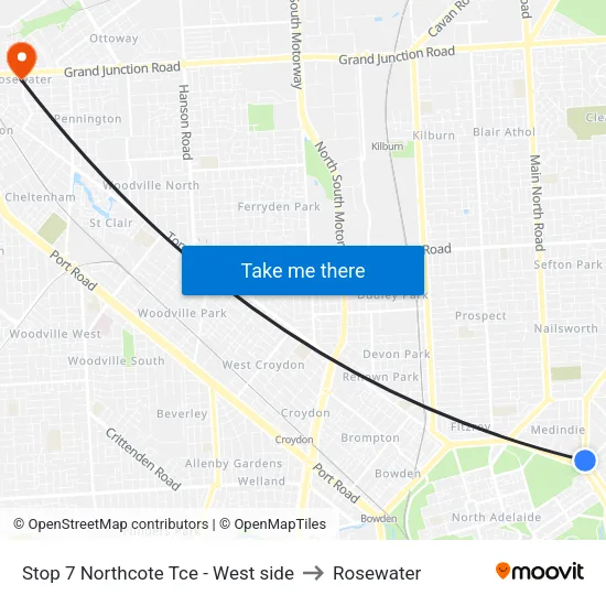 Stop 7 Northcote Tce - West side to Rosewater map