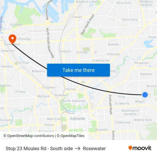 Stop 23 Moules Rd - South side to Rosewater map