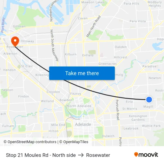Stop 21 Moules Rd - North side to Rosewater map