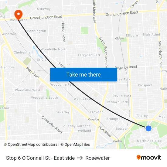 Stop 6 O'Connell St - East side to Rosewater map