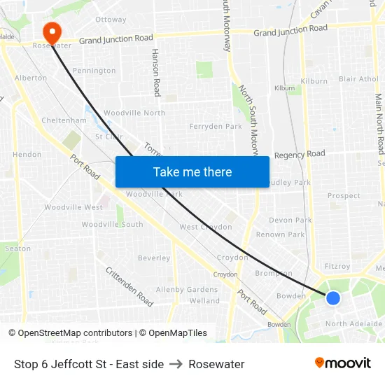 Stop 6 Jeffcott St - East side to Rosewater map