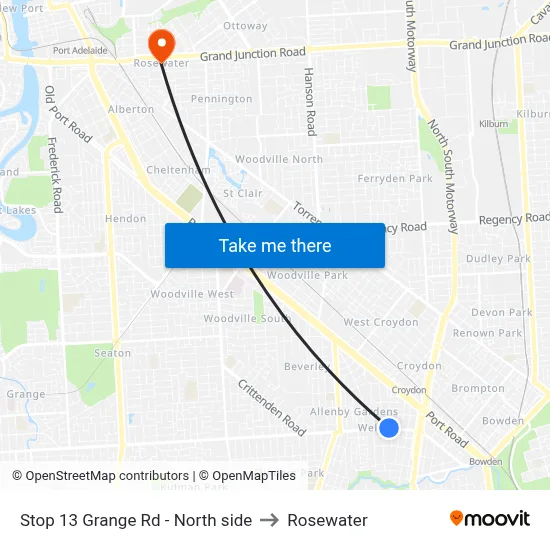 Stop 13 Grange Rd - North side to Rosewater map