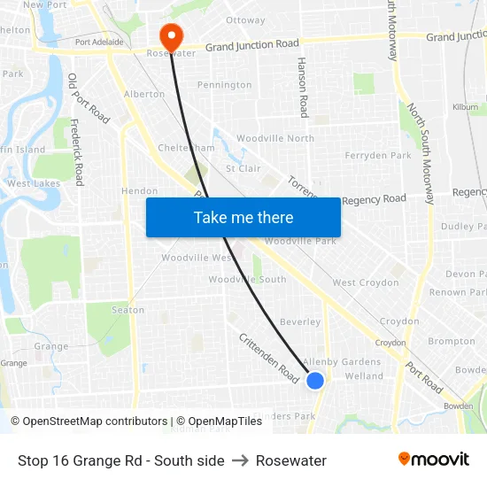 Stop 16 Grange Rd - South side to Rosewater map