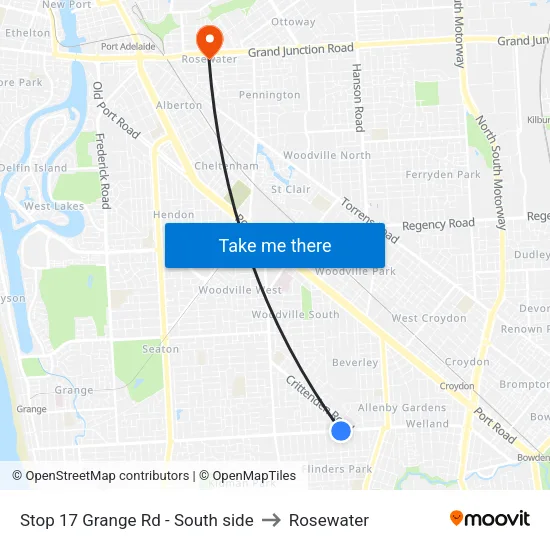 Stop 17 Grange Rd - South side to Rosewater map
