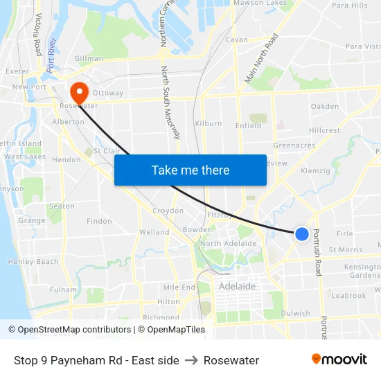 Stop 9 Payneham Rd - East side to Rosewater map