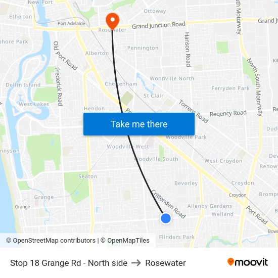 Stop 18 Grange Rd - North side to Rosewater map