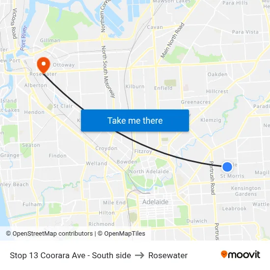 Stop 13 Coorara Ave - South side to Rosewater map