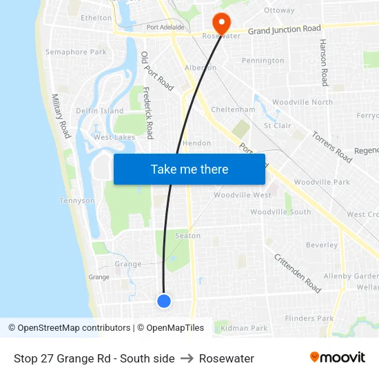 Stop 27 Grange Rd - South side to Rosewater map