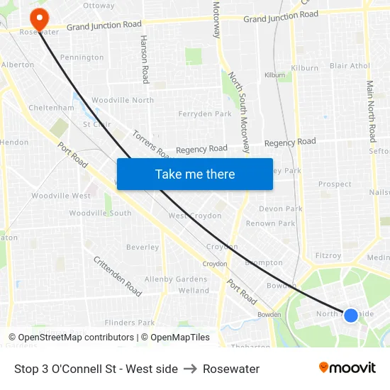 Stop 3 O'Connell St - West side to Rosewater map