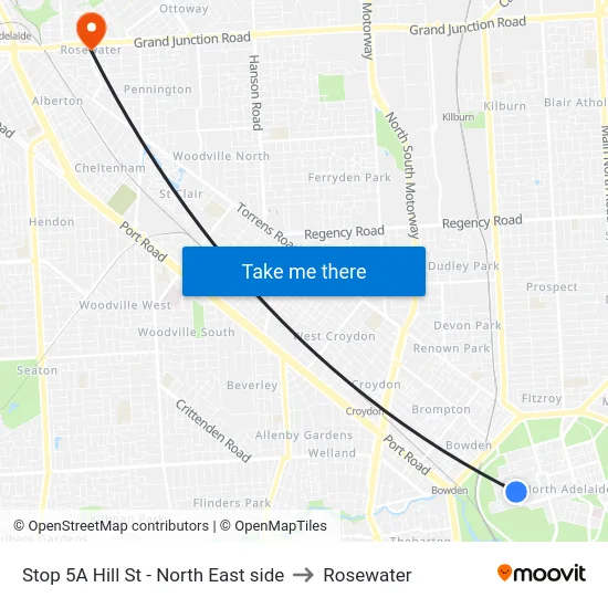 Stop 5A Hill St - North East side to Rosewater map