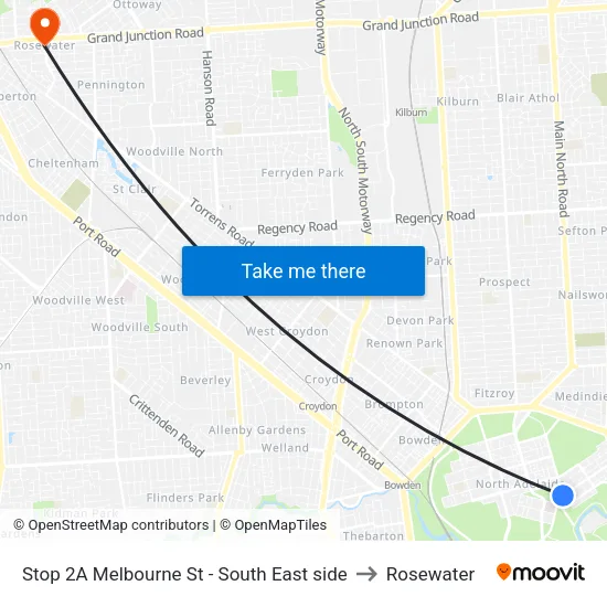 Stop 2A Melbourne St - South East side to Rosewater map