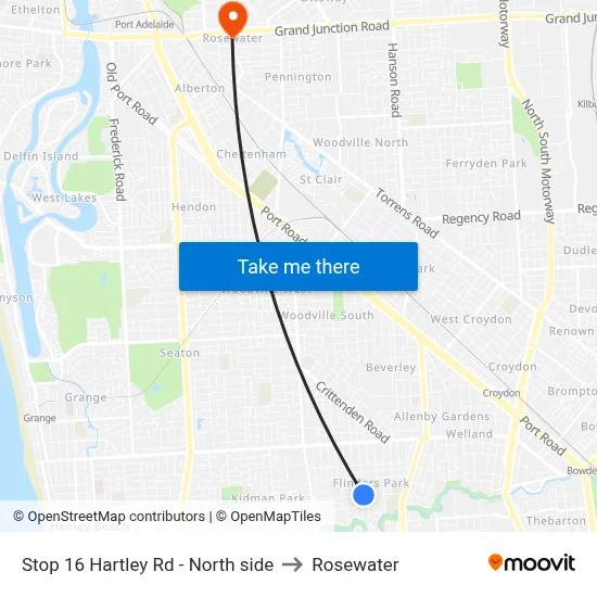 Stop 16 Hartley Rd - North side to Rosewater map