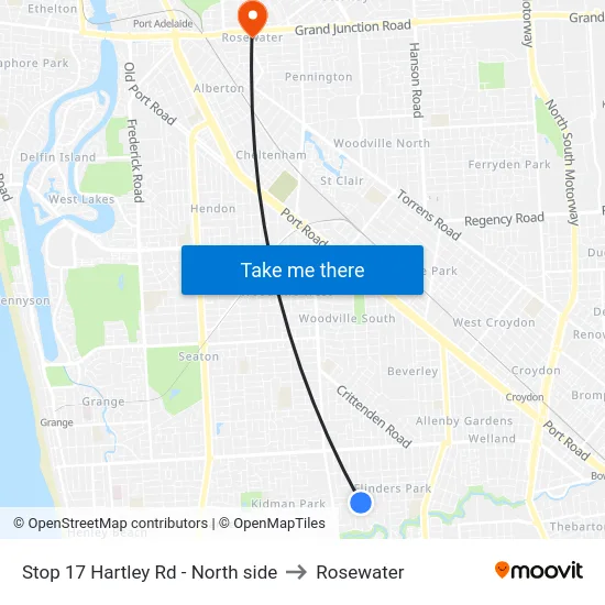 Stop 17 Hartley Rd - North side to Rosewater map