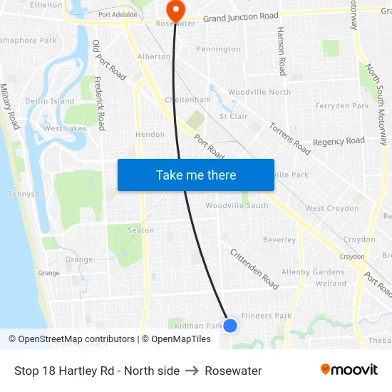 Stop 18 Hartley Rd - North side to Rosewater map