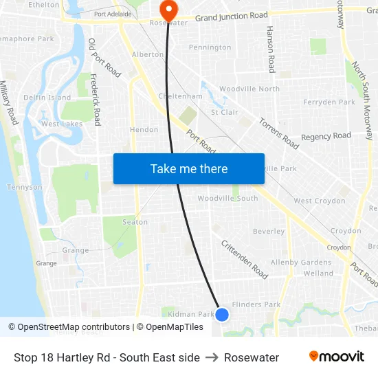 Stop 18 Hartley Rd - South East side to Rosewater map