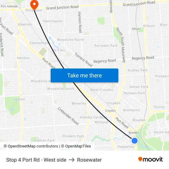 Stop 4 Port Rd - West side to Rosewater map