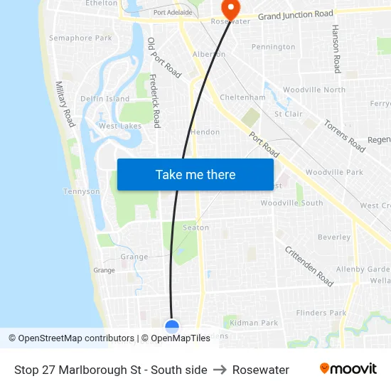 Stop 27 Marlborough St - South side to Rosewater map