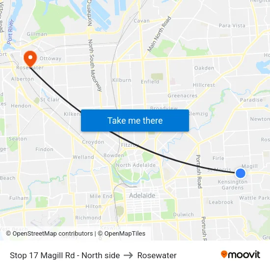 Stop 17 Magill Rd - North side to Rosewater map