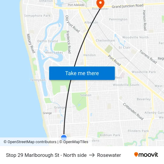 Stop 29 Marlborough St - North side to Rosewater map