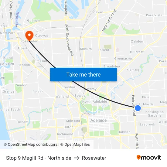 Stop 9 Magill Rd - North side to Rosewater map