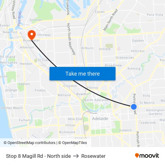 Stop 8 Magill Rd - North side to Rosewater map