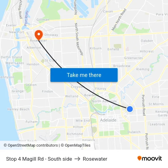 Stop 4 Magill Rd - South side to Rosewater map