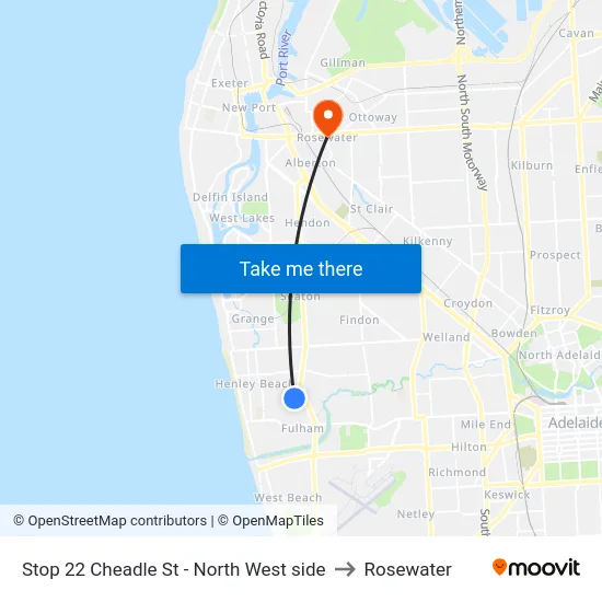 Stop 22 Cheadle St - North West side to Rosewater map